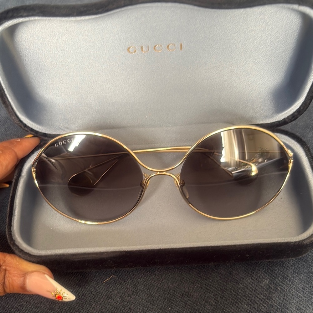 Gucci Gold Round Sunglasses with Brown Gradient Lenses